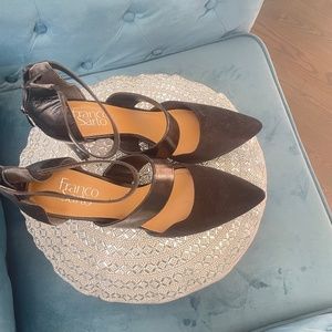 Brand New Franco Sarto Black Strap Shoe, Zipper back